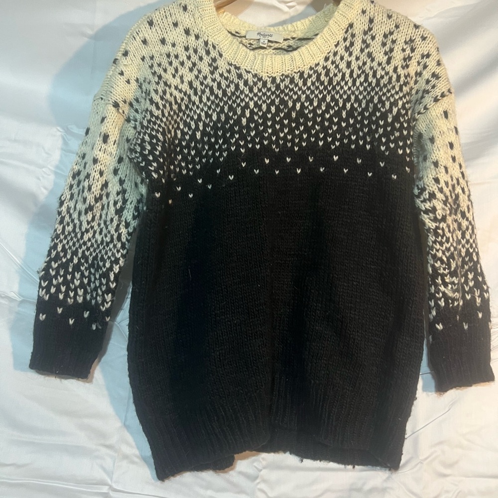 Madewell Black and Cream Women's Sweater